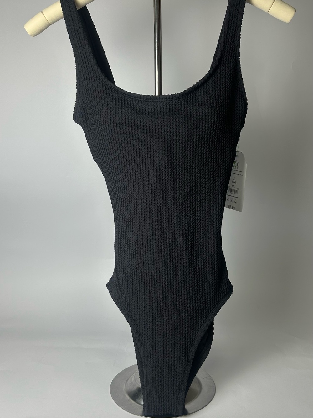 NWT Black Ribbed Scoop swimsuit